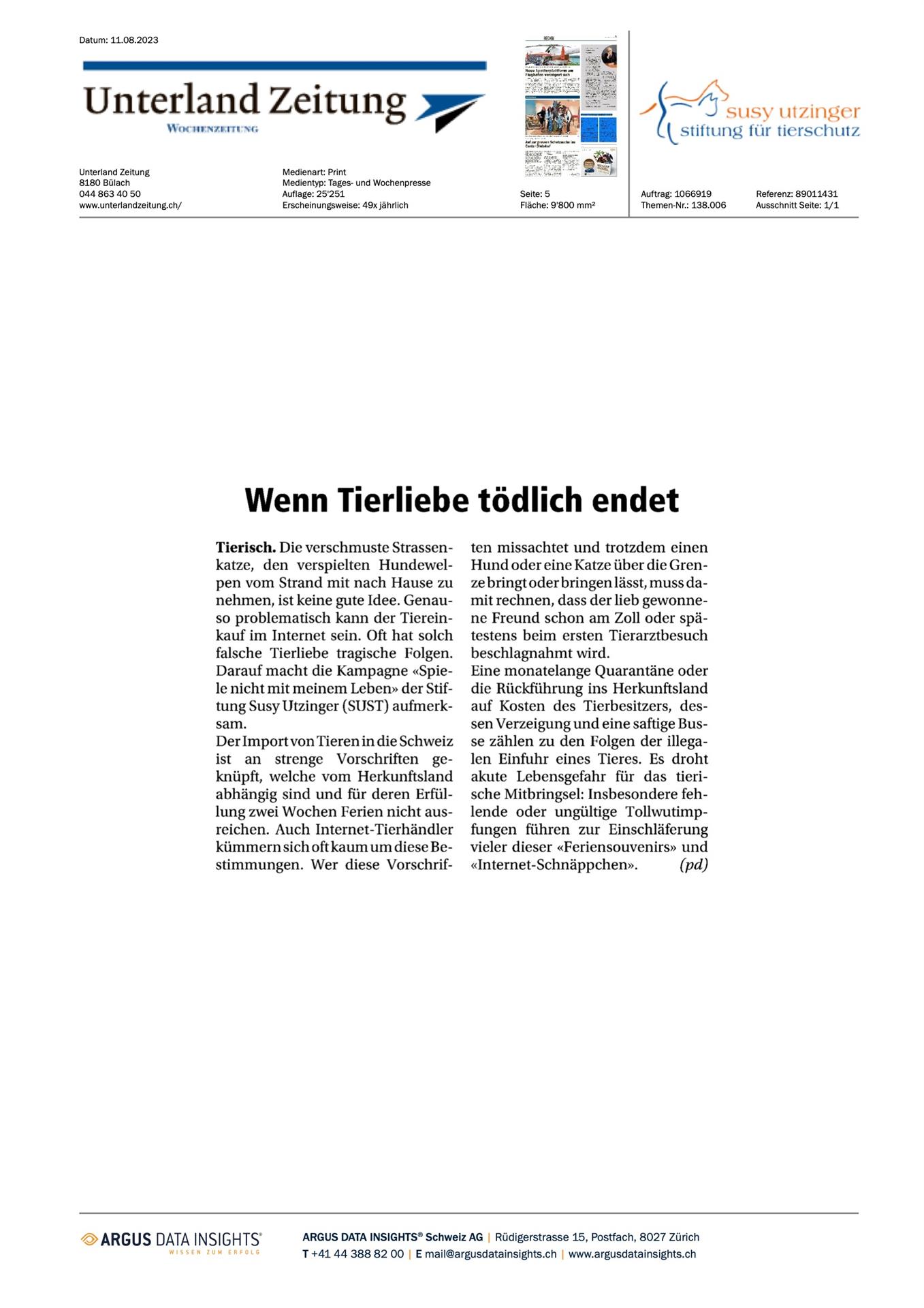 Unterland Zeitung - August 2023