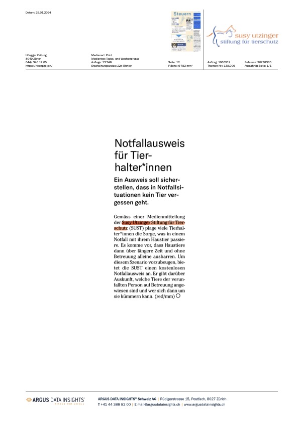 Höngger Zeitung - Januar 2024