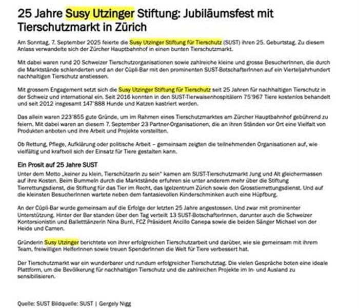 thumbnail_2025-09-22_tierwelt.news-25-Jahre-Susy-Utzinger-Stiftung-Jubilaeumsfest